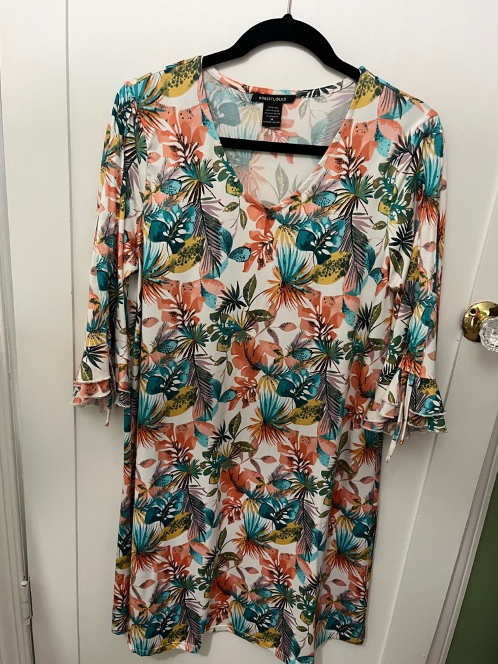 Robert Louis Teal, Coral & Yellow Tropical Women’s Swim Cover-Up